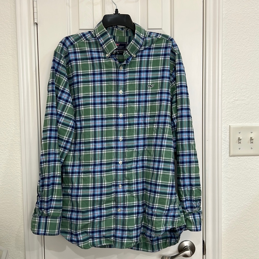Vineyard Vines Men’s Slim Fit Flannel Plaid Button Down Large